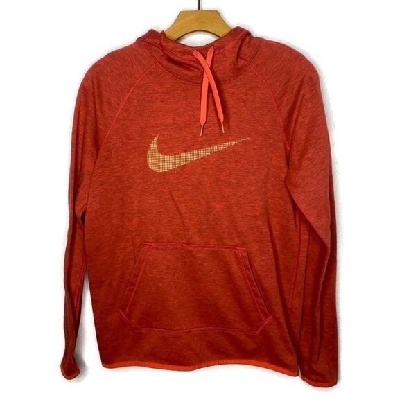 Nike Dri-Fit Red Pull Over Sweatshirt with Hood and orange Swoosh on che… - Picture 1 of 8